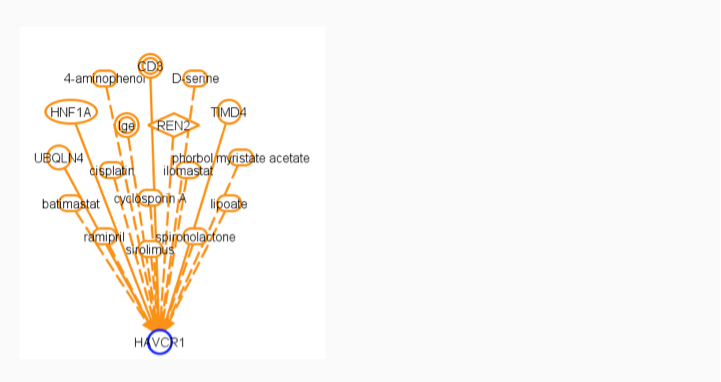 Havcr1 (Mammalian) Pathways and Mechanism Tree (ingoing/upstream molecules)